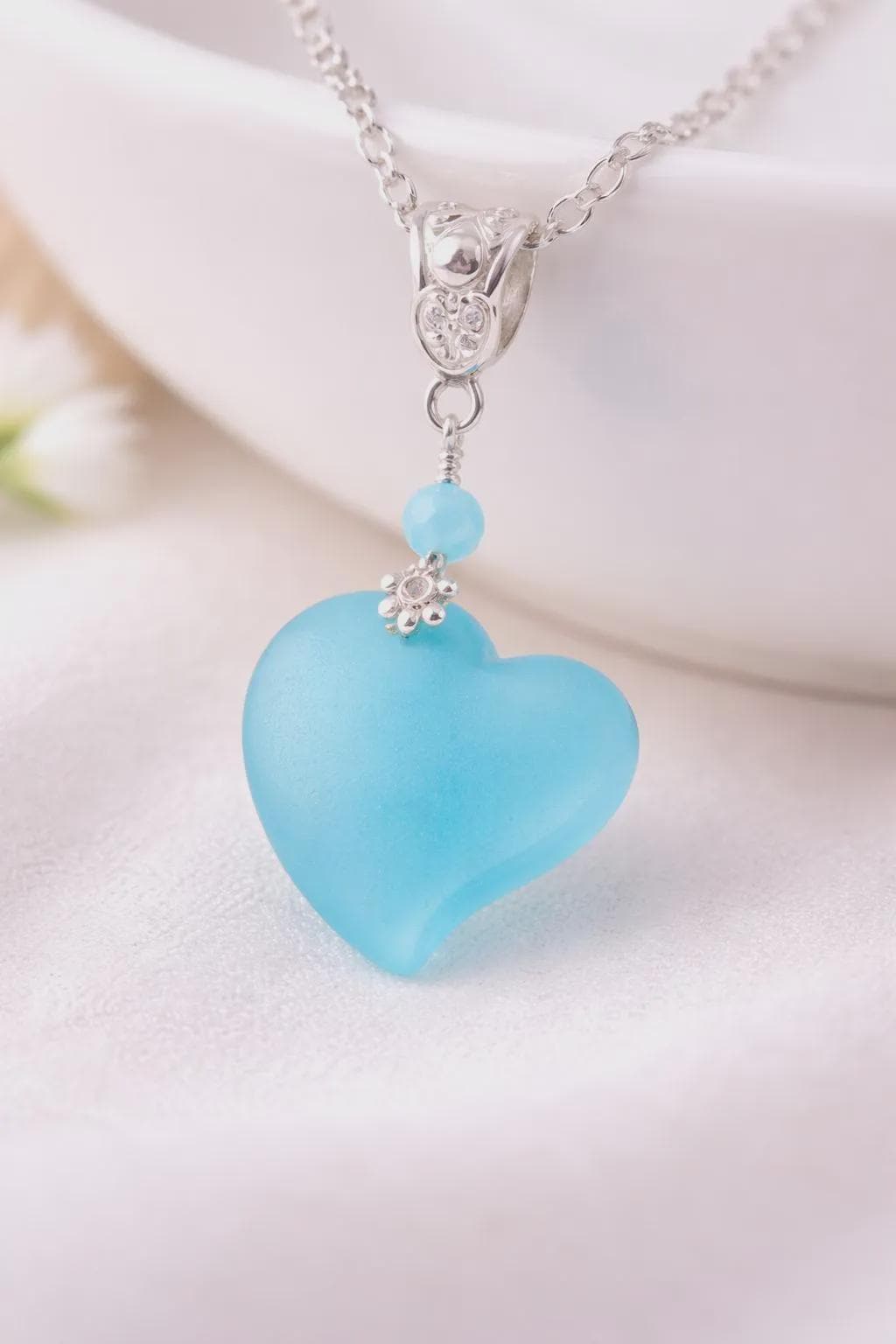 Something Blue Necklace for Bride, Blue Heart Necklace, Wedding Jewelry, Bridal Gift, Bride Gift from Mom, Wedding Day Jewelry