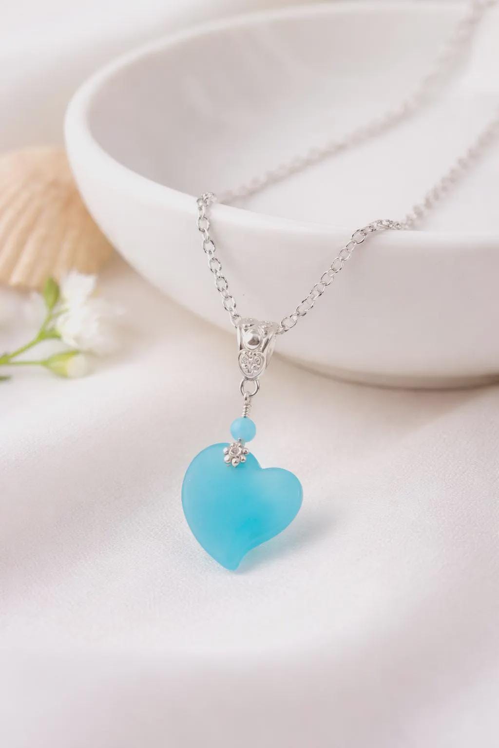 Something Blue Necklace for Bride, Blue Heart Necklace, Wedding Jewelry, Bridal Gift, Bride Gift from Mom, Wedding Day Jewelry