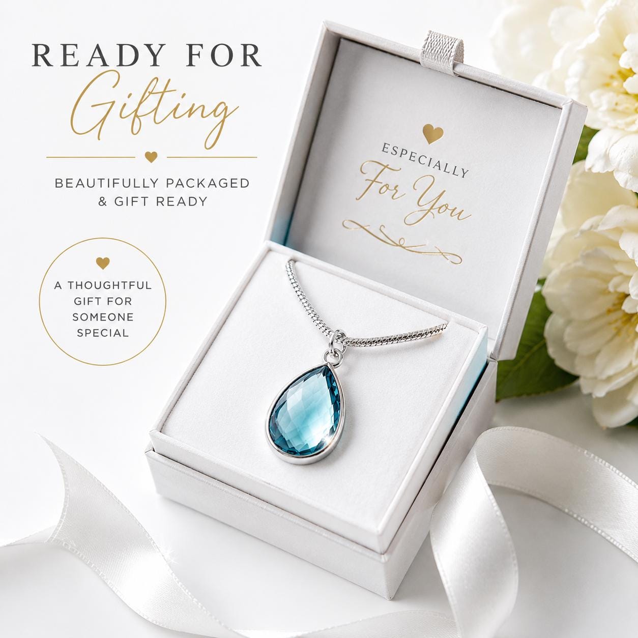 Gift for Her Necklace, Teardrop Pendant Necklace, Faceted Glass Necklace, Birthday Gift for Mom, Gift for Wife, Color Choice Necklace