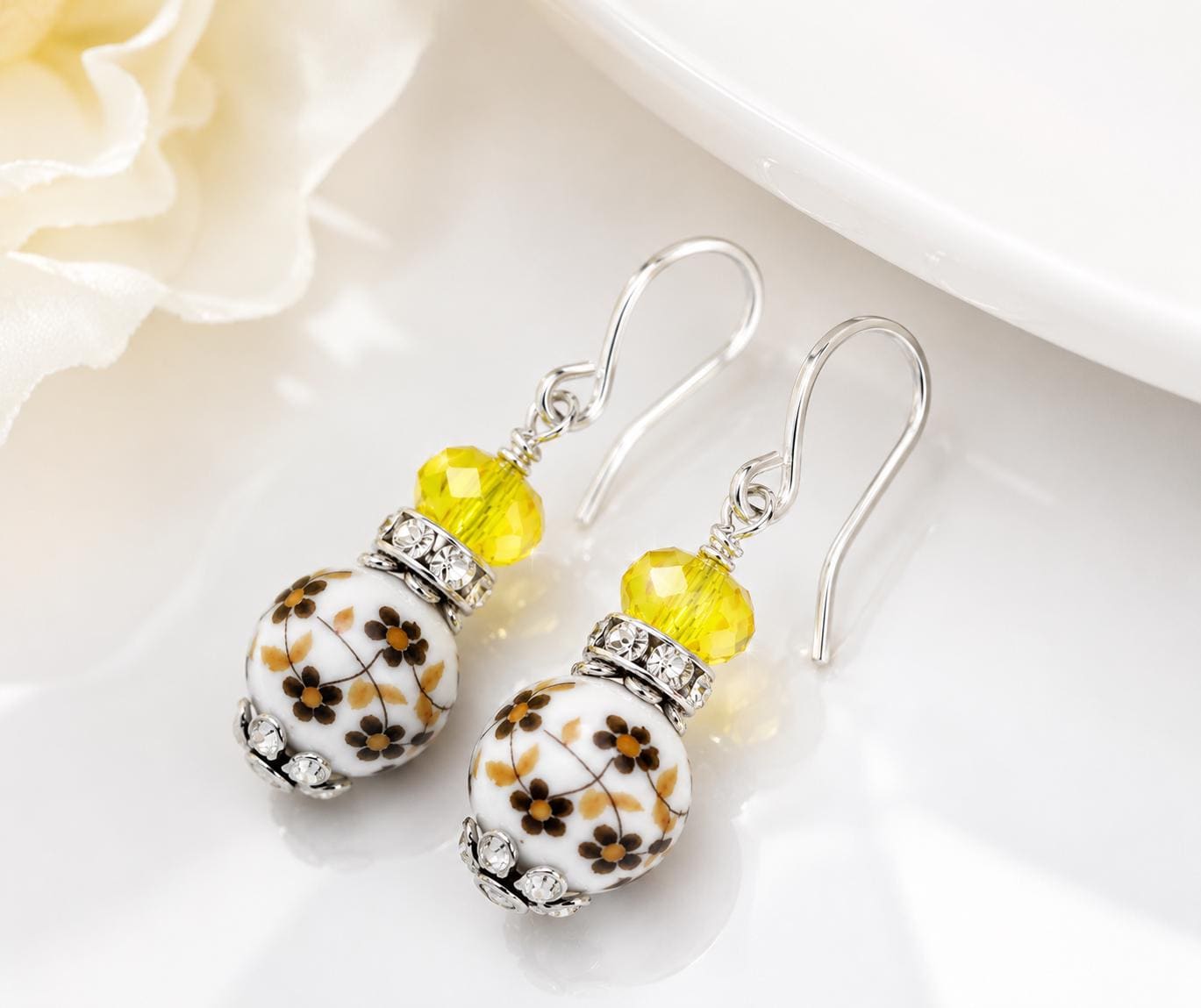 Floral Jewelry Set, Gift for Mom, Matching Necklace Earrings Bracelet Set, Garden Inspired Jewelry, Birthday Gift for Her, Floral Gift