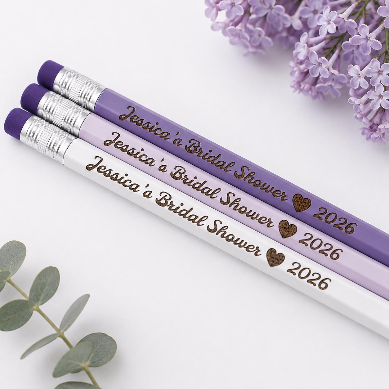 Personalized Bridal Shower Pencils, Custom Bridal Shower Favors, Bachelorette Party Favors, Wedding Shower Gifts, Personalized Pencils