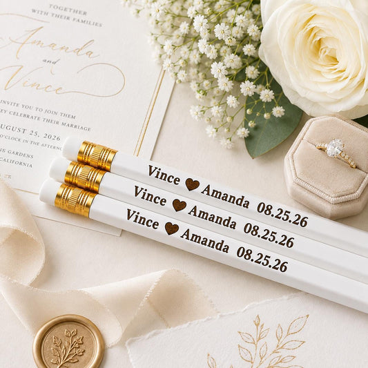 Personalized Wedding Pencils, Custom Couple Name Pencils, Engagement Gift, Bridal Shower Gift, Wedding Favor, Personalized Pencils