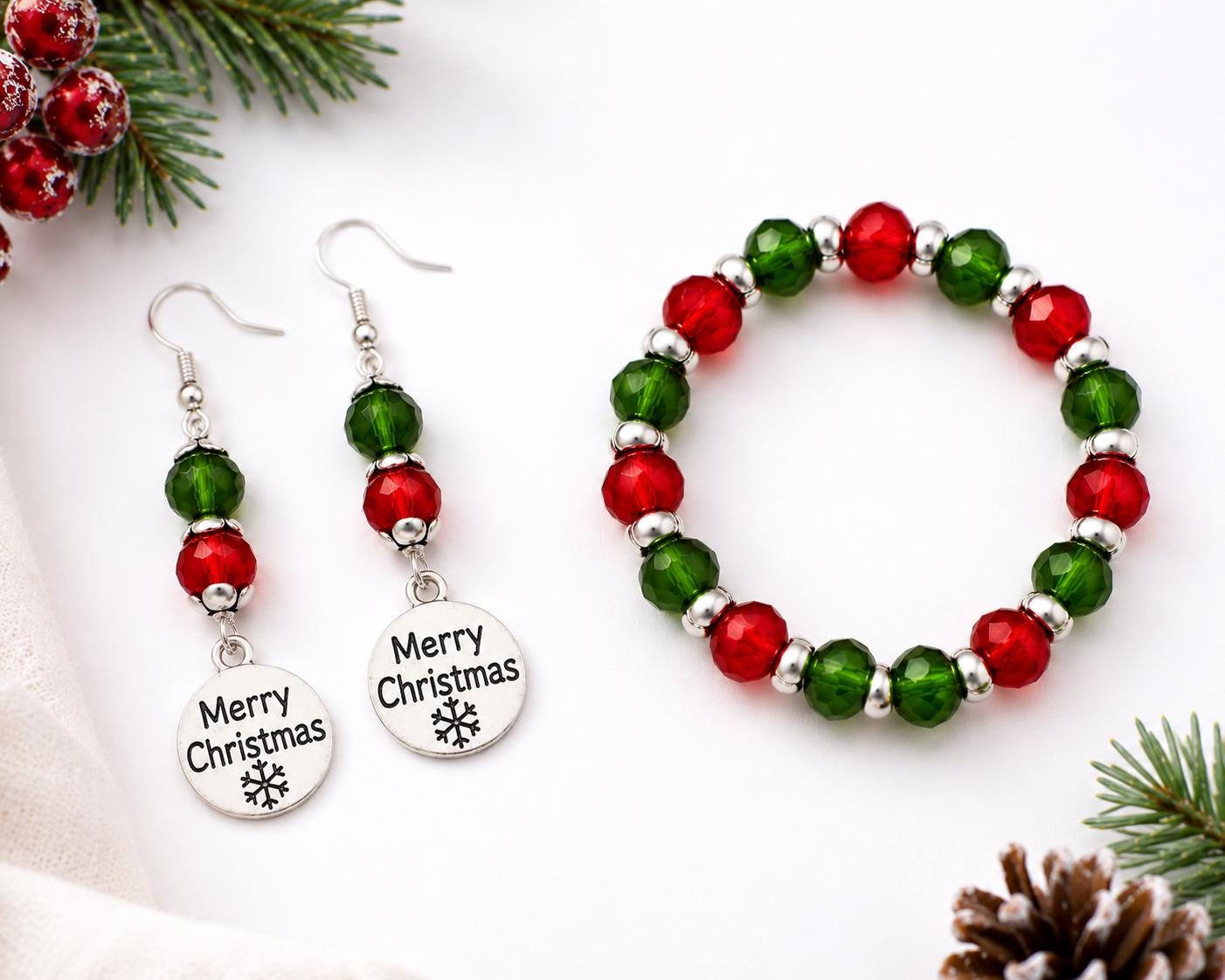 Christmas Gift Set for Her | Ready to Gift Holiday Jewelry Set | Earrings Necklace Bracelet Bundle | Stocking Stuffer for Mom Grandma