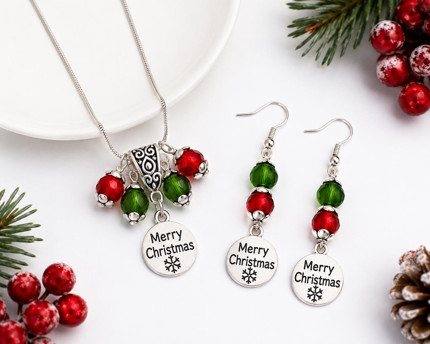Christmas Gift Set for Her | Ready to Gift Holiday Jewelry Set | Earrings Necklace Bracelet Bundle | Stocking Stuffer for Mom Grandma