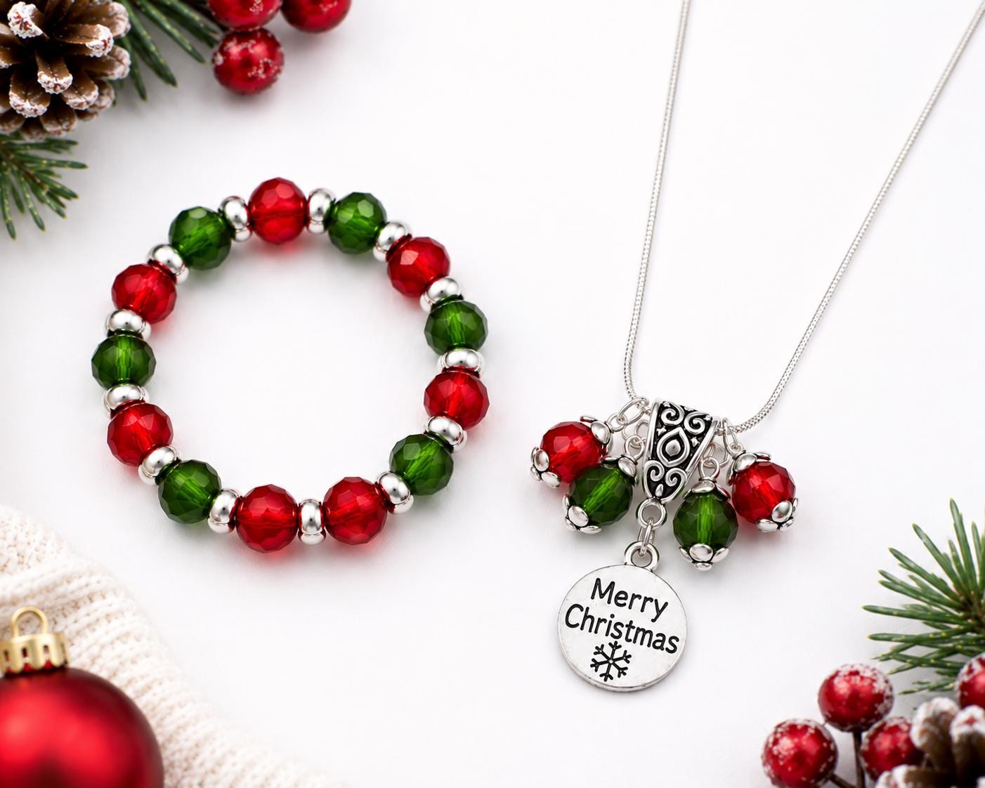 Christmas Gift Set for Her | Ready to Gift Holiday Jewelry Set | Earrings Necklace Bracelet Bundle | Stocking Stuffer for Mom Grandma