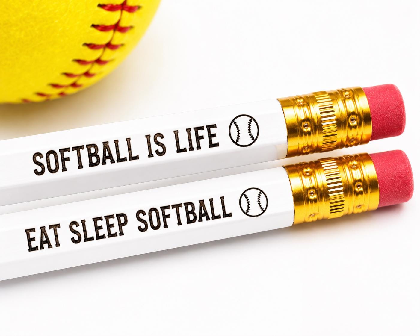 SOFTBALL PENCIL SET | Engraved Softball Pencils | Fastpitch Team Gift | Softball Player Gift | Team Party Favor | Back to School Supplies |