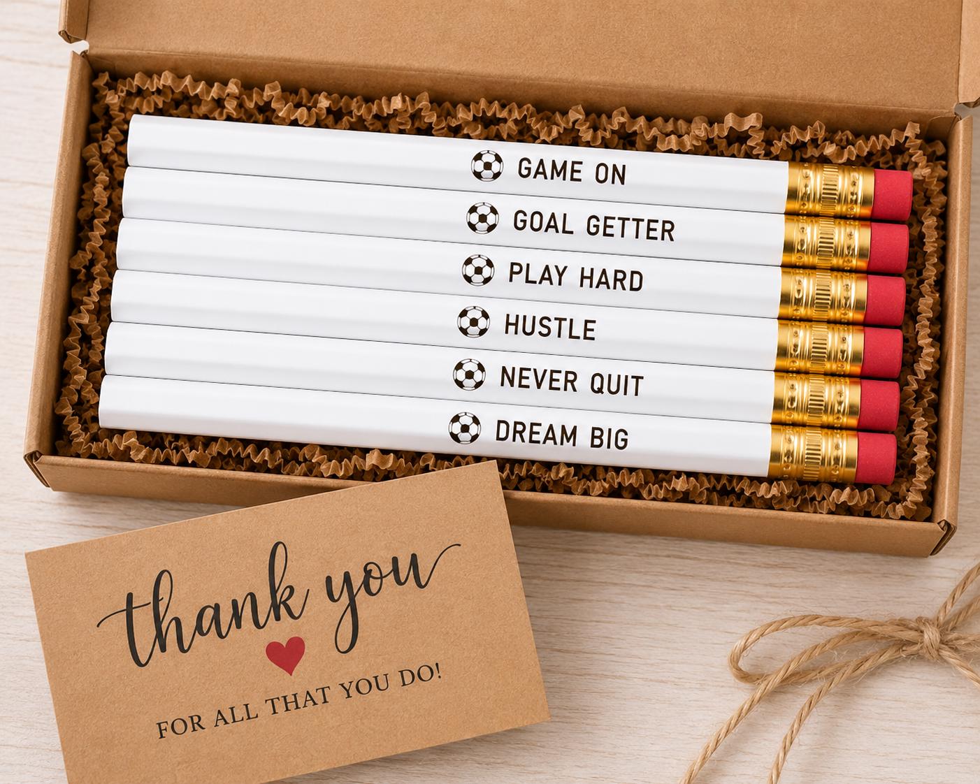 Soccer Team Gift Pencils, Soccer Coach Thank You Gift, End of Season Team Gifts, Soccer Party Favor, Team Banquet Gift, Soccer Pencil Set