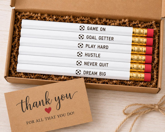 Soccer Team Gift Pencils, Soccer Coach Thank You Gift, End of Season Team Gifts, Soccer Party Favor, Team Banquet Gift, Soccer Pencil Set
