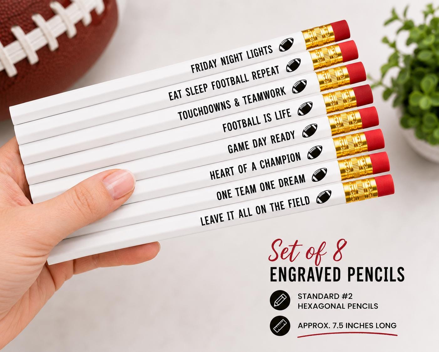 Football Pencil Set | Engraved Football Pencils | Football Team Gift | Coach Gift | Football Party Favor | Friday Night Lights