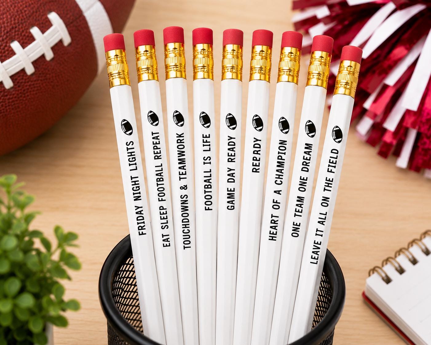 Football Pencil Set | Engraved Football Pencils | Football Team Gift | Coach Gift | Football Party Favor | Friday Night Lights