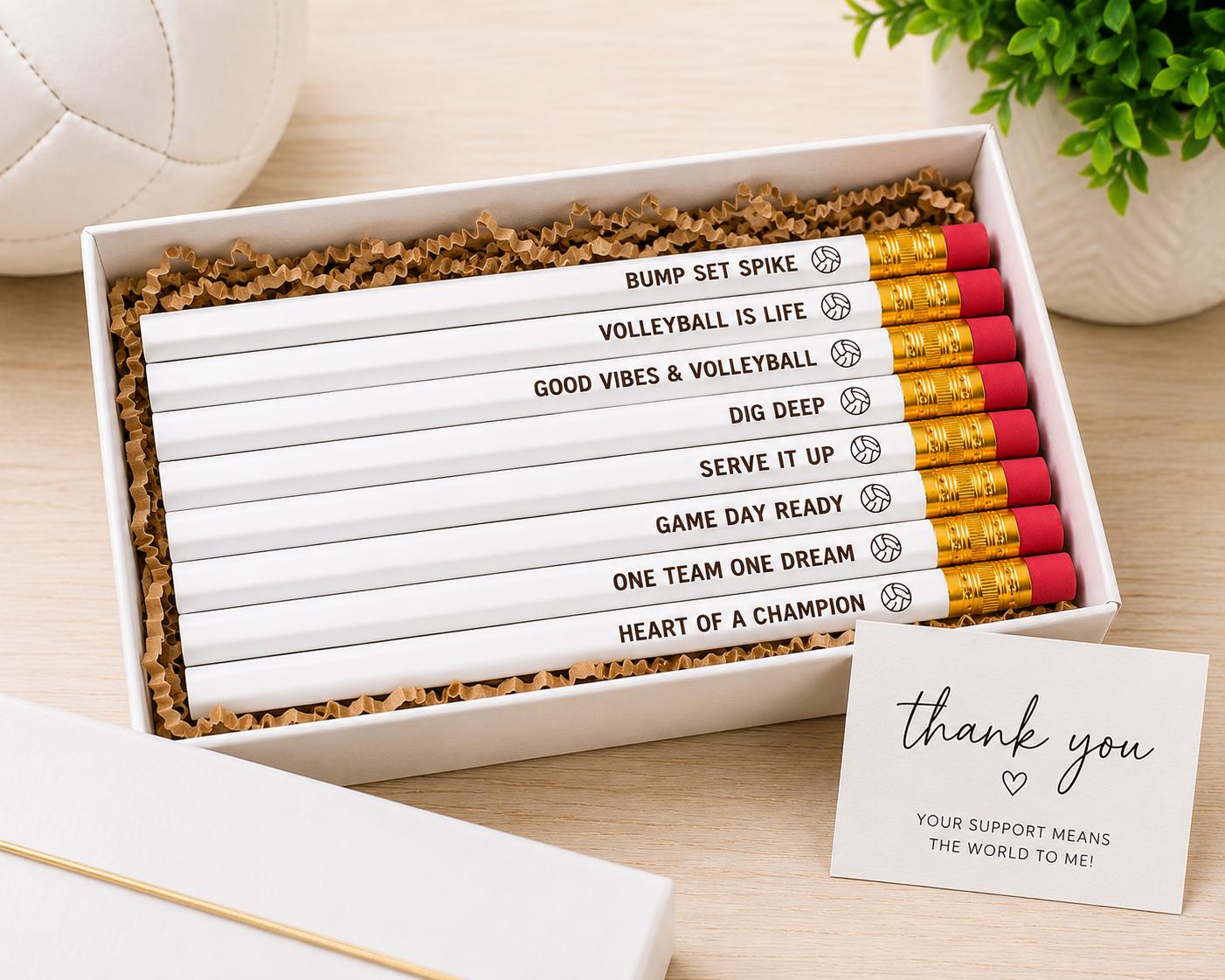 Volleyball Gift Set | Engraved Volleyball Pencils | Volleyball Coach Gift | Team Gift | Volleyball Player Gift | Team Favors