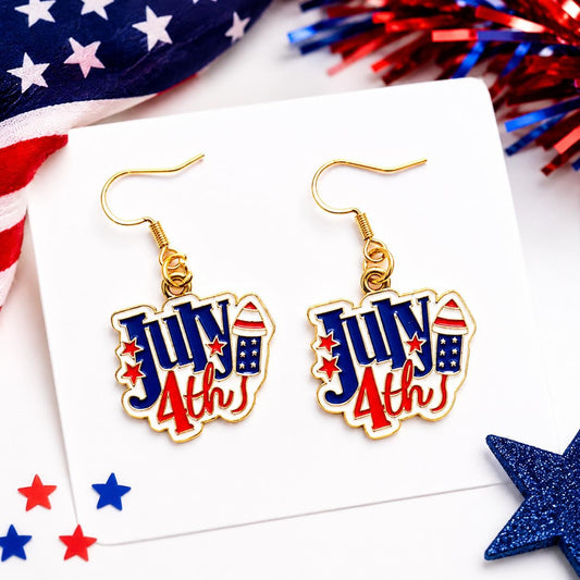 July 4th Earrings, Patriotic Earrings for Women, Fourth of July Jewelry, Red White Blue Earrings, Independence Day Accessories