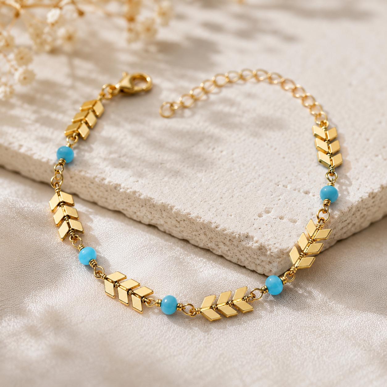Turquoise Gold Arrow Bracelet, Southwestern Jewelry, Desert Inspired Bracelet, Boho Western Jewelry, Arizona Style Gift for Her, Adjustable