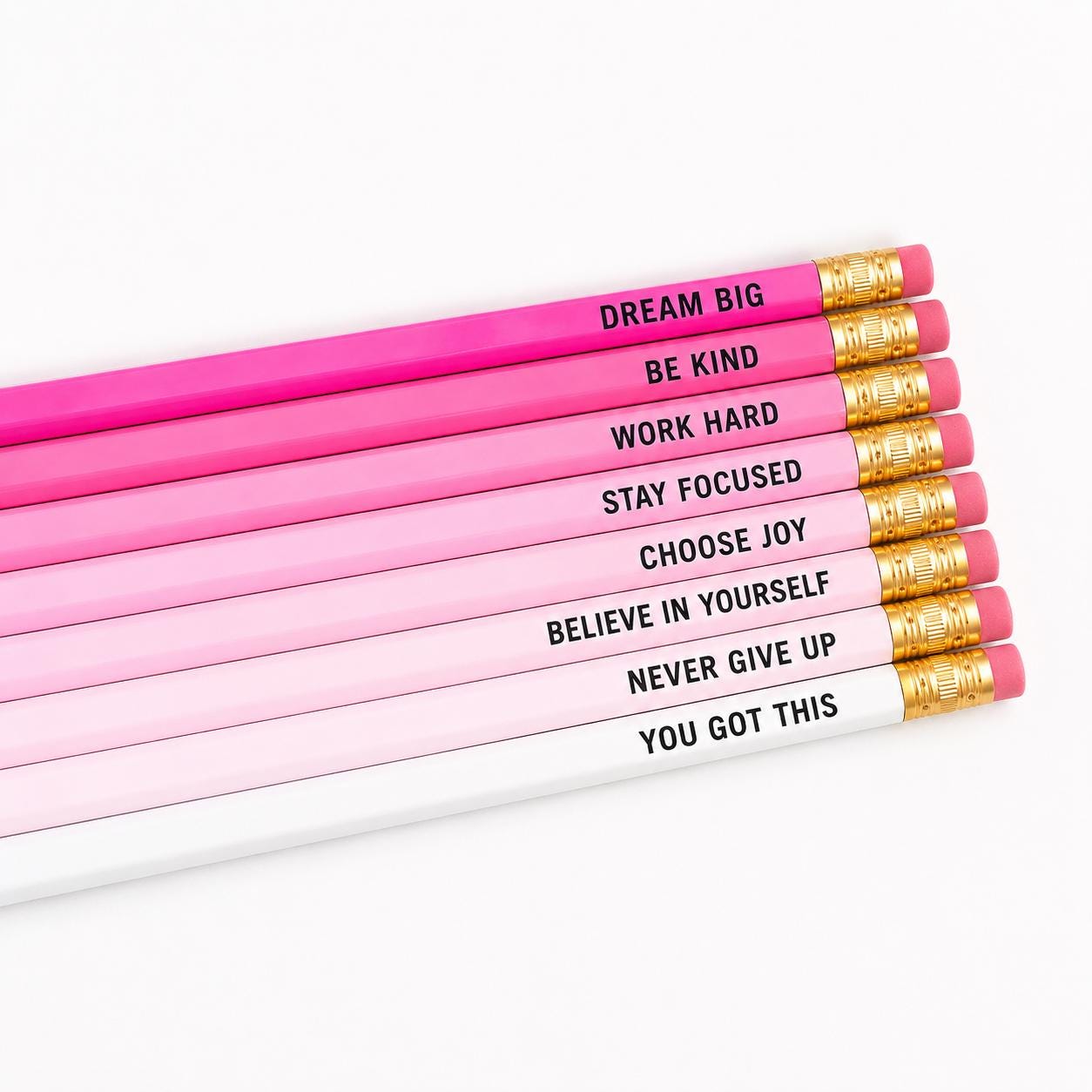 Motivational Pencil Set | Back to School Gift for Girls | Inspirational Pencils for Students | Teacher Gift | Pink School Supplies