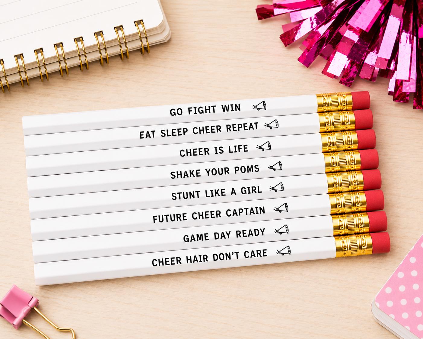 Cheer Pencil Set | Engraved Cheerleader Gift | Cheer Team Gift | Cheerleading Pencils | Coach Gift | Team Party Favor | End of Season Gift
