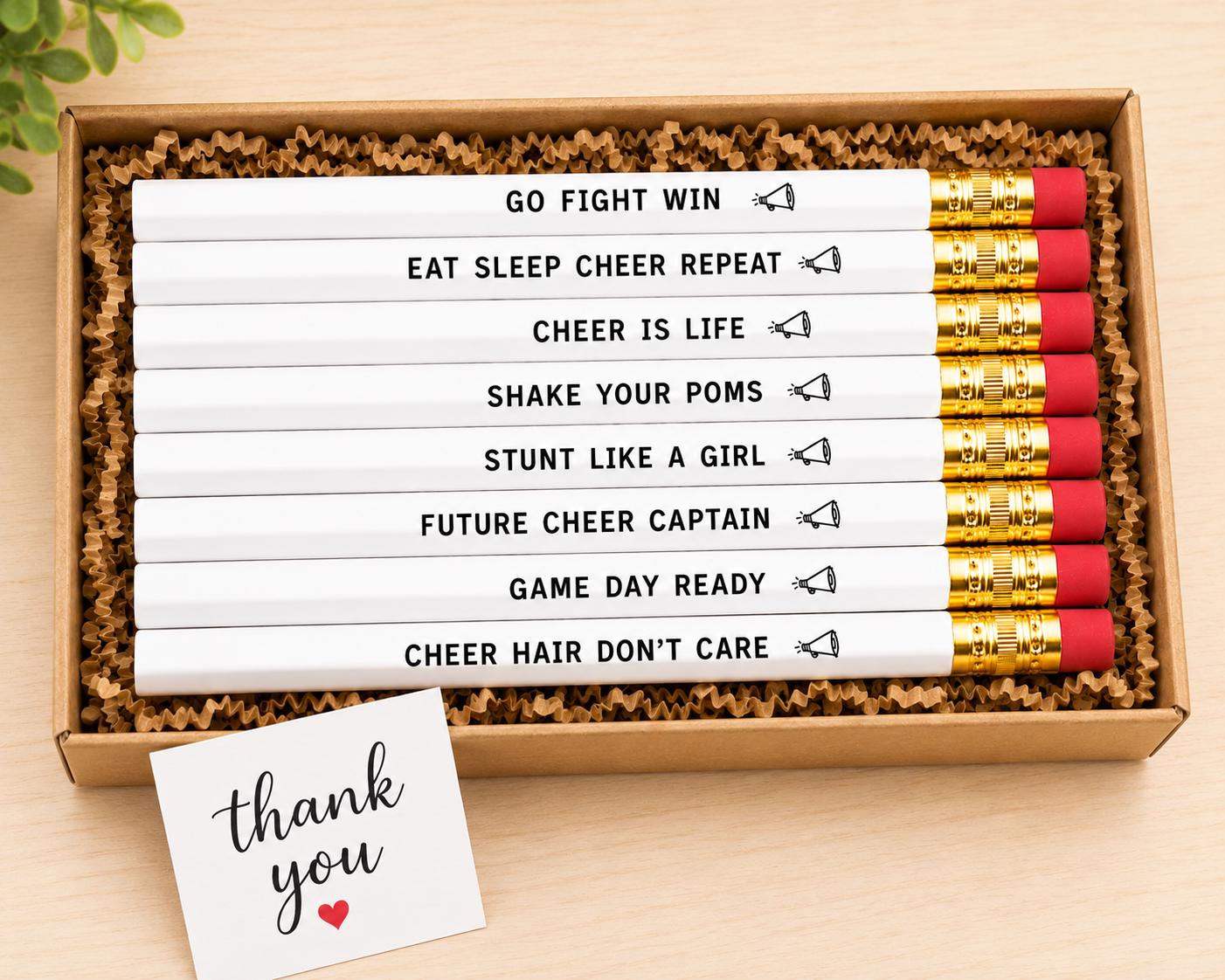 Cheer Pencil Set | Engraved Cheerleader Gift | Cheer Team Gift | Cheerleading Pencils | Coach Gift | Team Party Favor | End of Season Gift