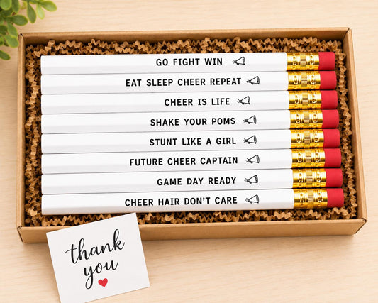 Cheer Pencil Set | Engraved Cheerleader Gift | Cheer Team Gift | Cheerleading Pencils | Coach Gift | Team Party Favor | End of Season Gift