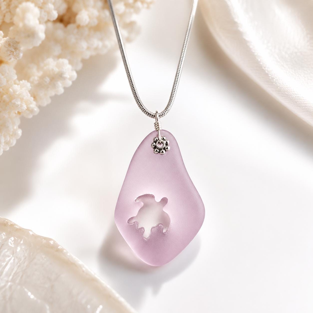 Pink Sea Turtle Necklace Set, Sea Turtle Jewelry, Turtle Lover Gift, Ocean Lover Gift, Beach Jewelry, Coastal Necklace and Earrings Set
