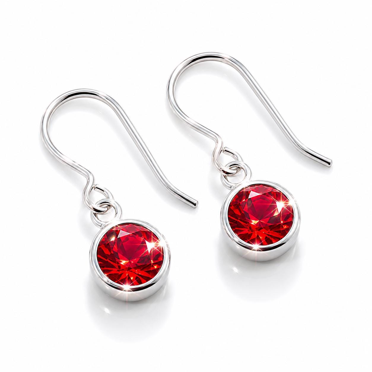 July Birthstone Jewelry Set, Ruby Crystal Necklace and Earrings Set, Dainty Silver Jewelry, Minimalist Ruby Jewelry, Birthday Gift for Her