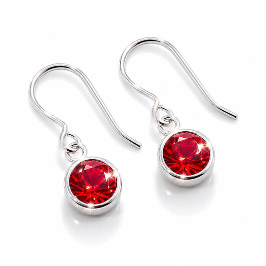 July Birthstone Jewelry Set, Ruby Crystal Necklace and Earrings Set, Dainty Silver Jewelry, Minimalist Ruby Jewelry, Birthday Gift for Her