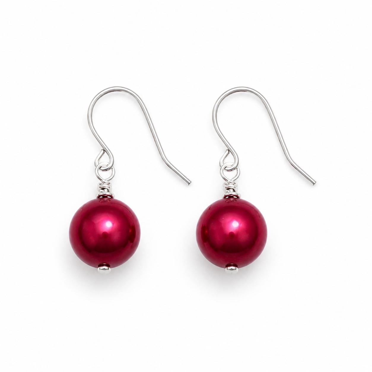 July Birthstone Jewelry Set, Ruby Red Pearl Necklace and Earrings Set, July Birthday Gift for Her, Ruby Jewelry, Minimalist Birthstone