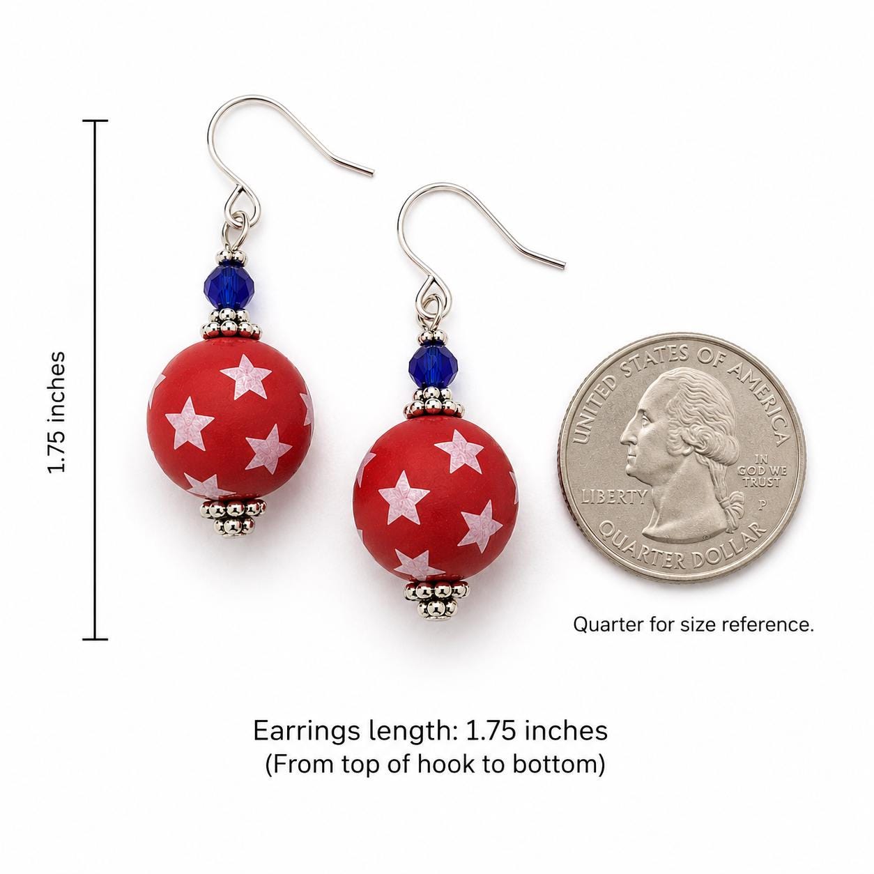 Patriotic Red White Blue Earrings, 4th of July Earrings, Americana Jewelry, Independence Day Accessories, Memorial Day Jewelry, USA Gift