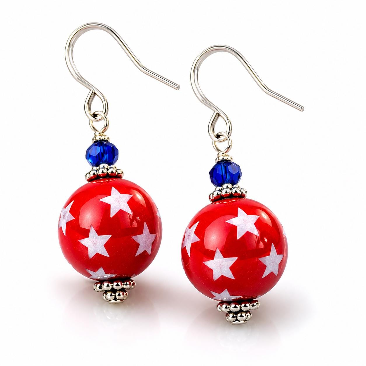 Patriotic Red White Blue Earrings, 4th of July Earrings, Americana Jewelry, Independence Day Accessories, Memorial Day Jewelry, USA Gift