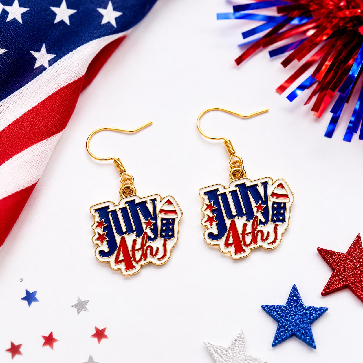 July 4th Earrings, Patriotic Earrings for Women, Fourth of July Jewelry, Red White Blue Earrings, Independence Day Accessories