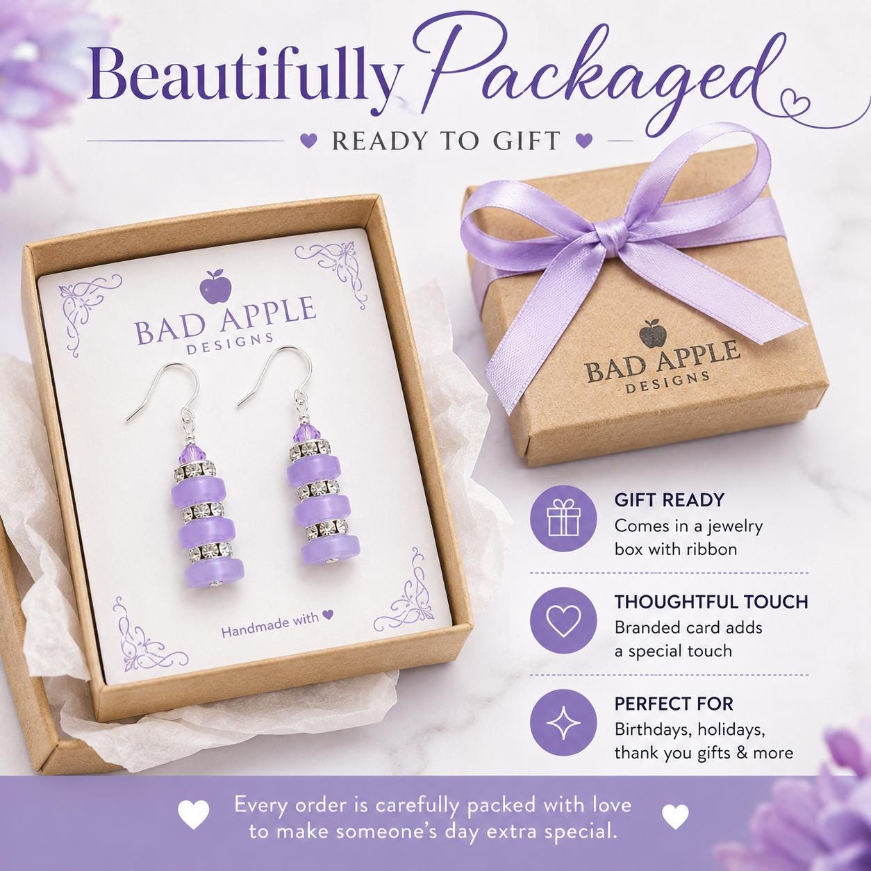 Lavender Crystal Earrings, Purple Dangle Earrings, Bridesmaid Earrings, Lavender Jewelry, Pastel Earrings, Gift for Her, Wedding Jewelry