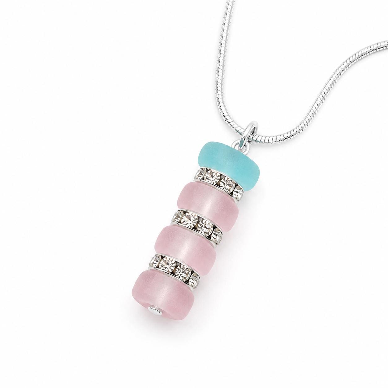 Pastel Bead Necklace, Pink Blue Necklace, Minimalist Pendant Necklace, Dainty Jewelry Gift for Her, Feminine Jewelry, Cute Necklace