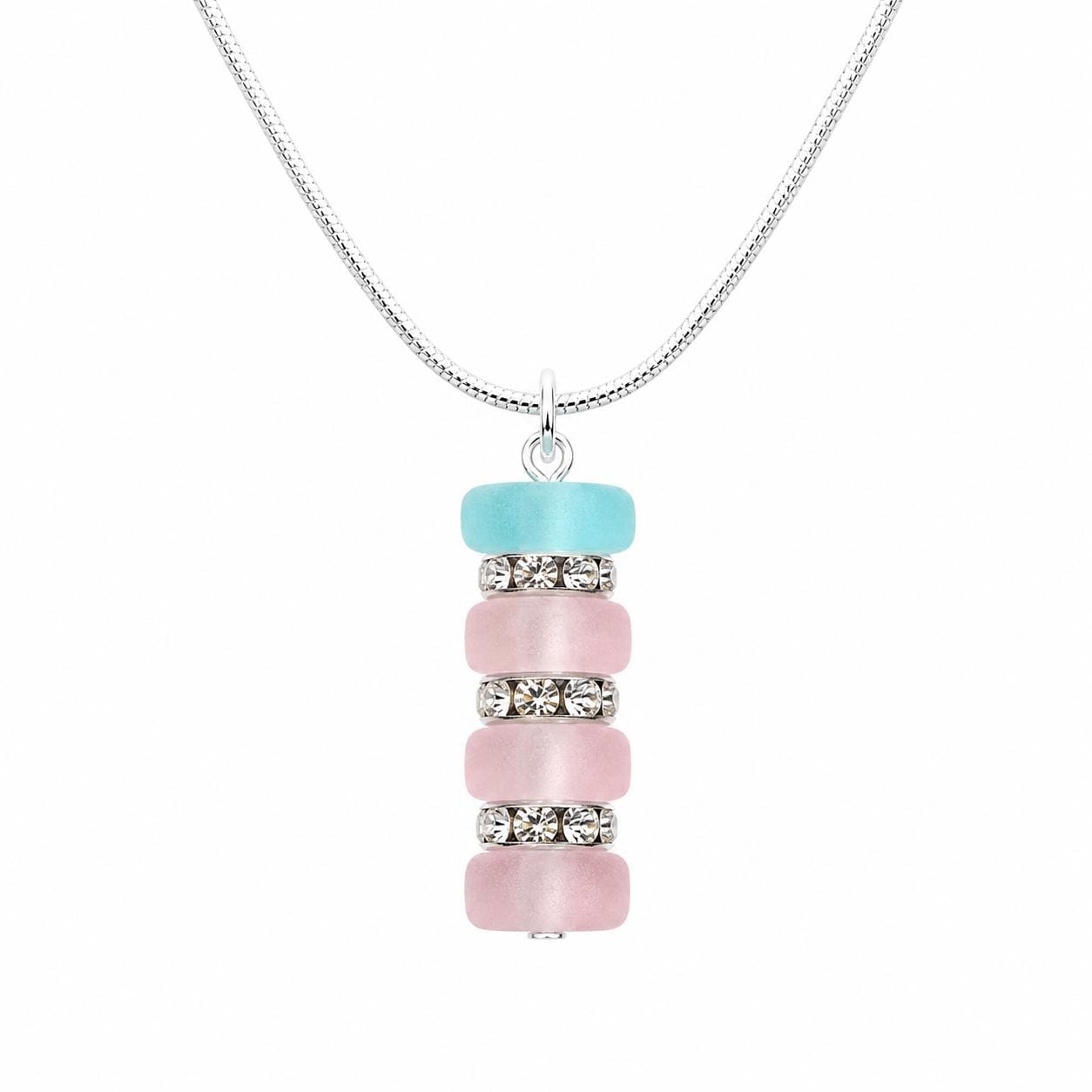 Pastel Bead Necklace, Pink Blue Necklace, Minimalist Pendant Necklace, Dainty Jewelry Gift for Her, Feminine Jewelry, Cute Necklace