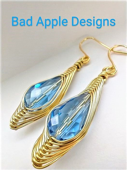 Blue Crystal Teardrop Earrings