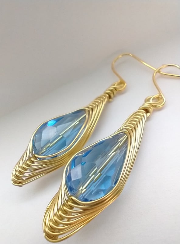 Blue Crystal Teardrop Earrings