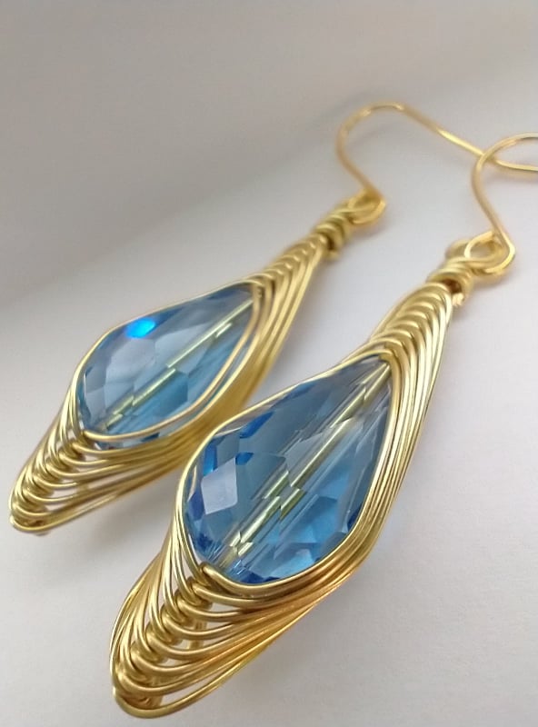 Blue Crystal Teardrop Earrings