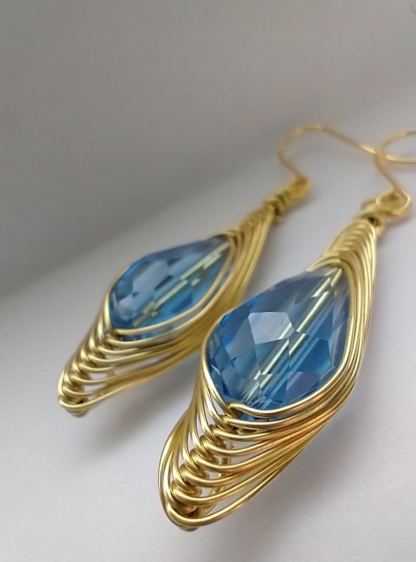 Blue Crystal Teardrop Earrings