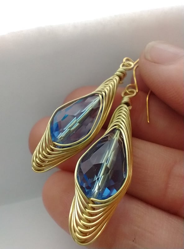 Blue Crystal Teardrop Earrings