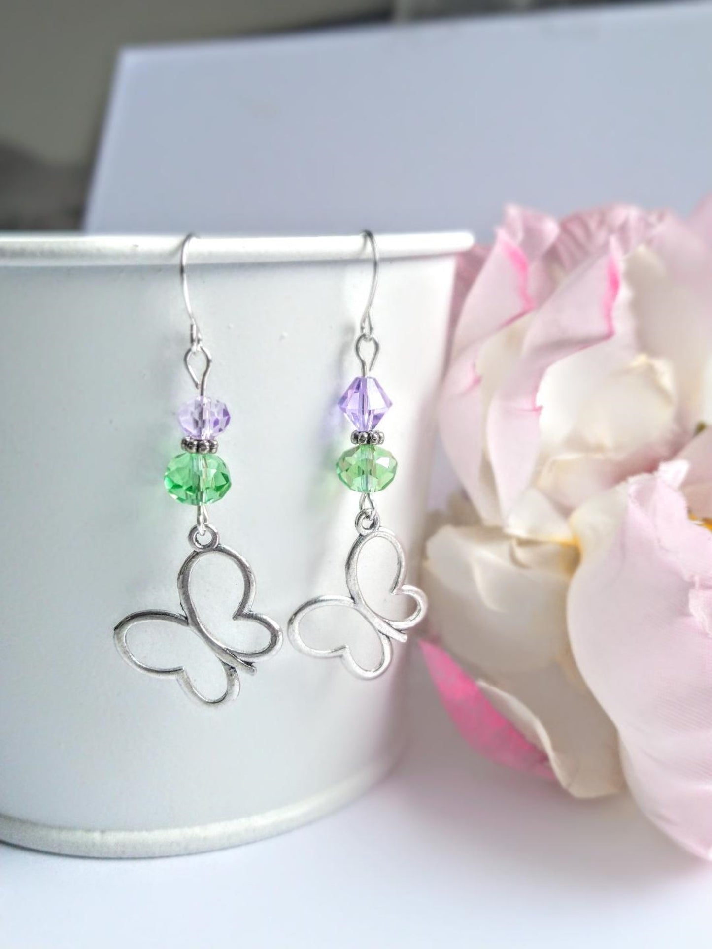 Butterfly Charm Earrings, Various Colors-Ladies Fashion Dangle Earrings - Bad Apple Designs Jewelry