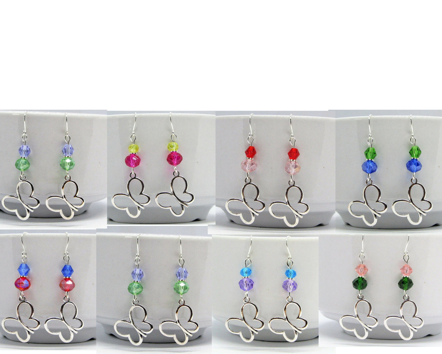 Butterfly Charm Earrings, Various Colors-Ladies Fashion Dangle Earrings, Gift For Her - Bad Apple Designs Jewelry