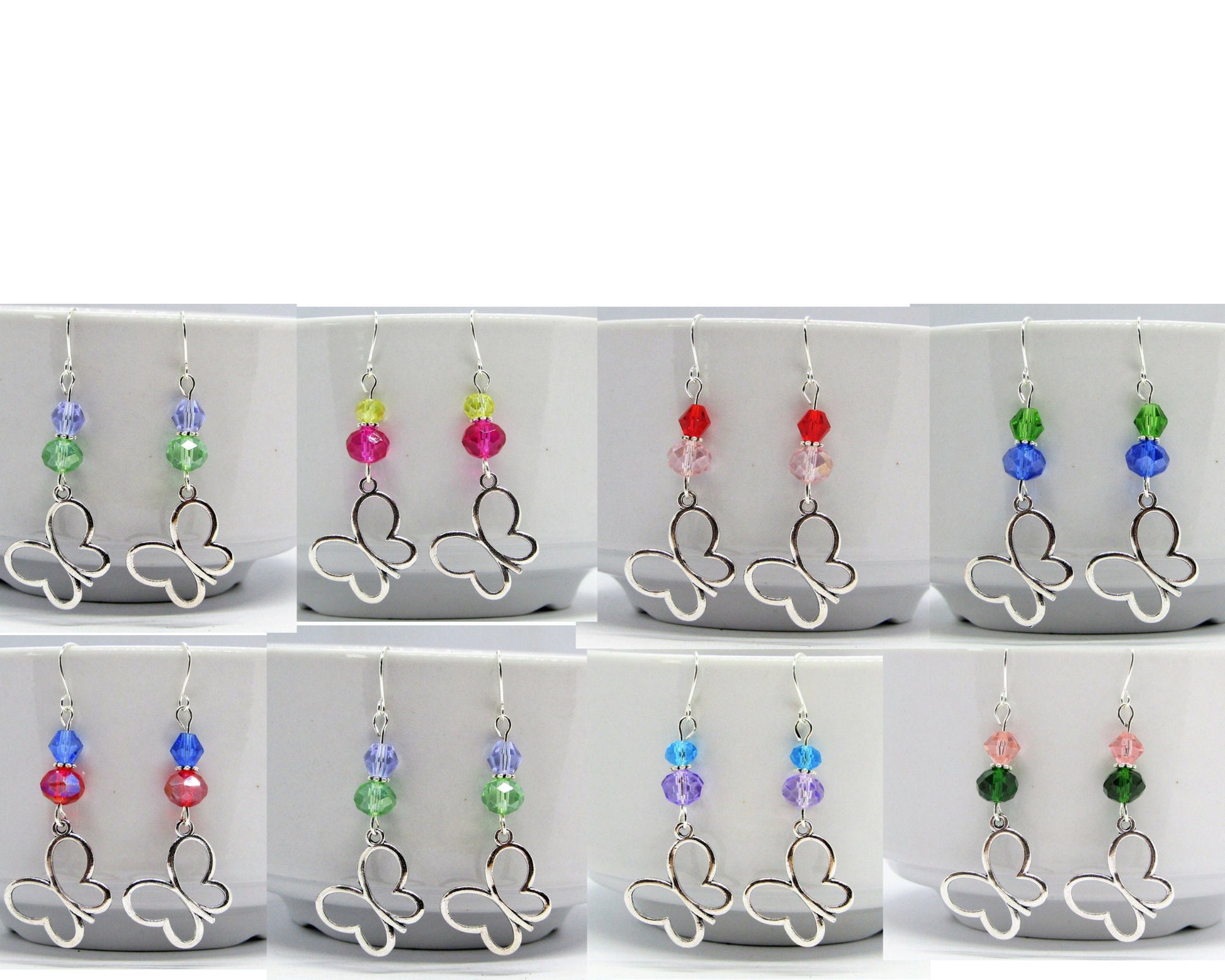 Butterfly Charm Earrings, Various Colors-Ladies Fashion Dangle Earrings, Gift For Her - Bad Apple Designs Jewelry