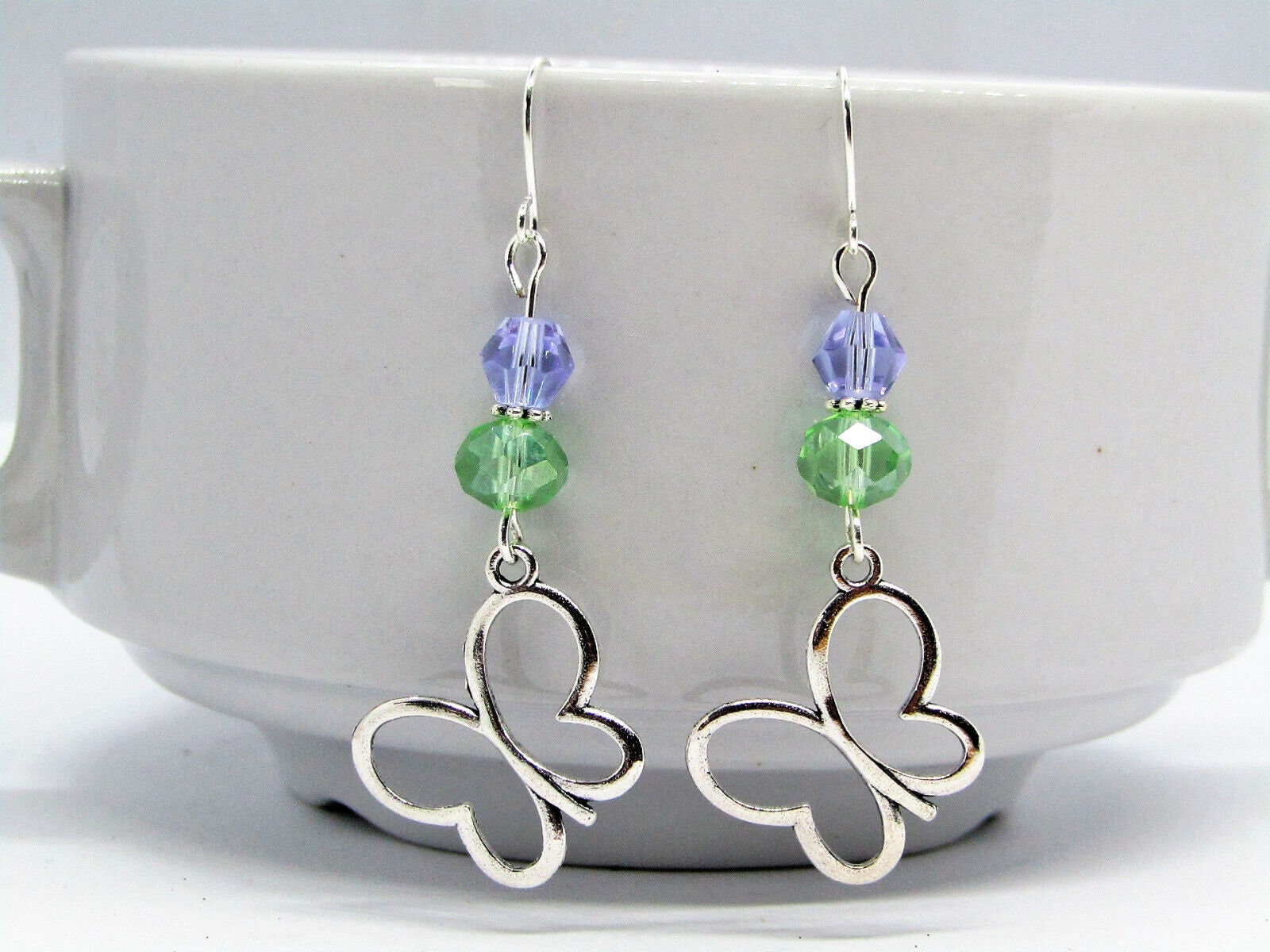 Butterfly Charm Earrings, Various Colors-Ladies Fashion Dangle Earrings, Gift For Her - Bad Apple Designs Jewelry