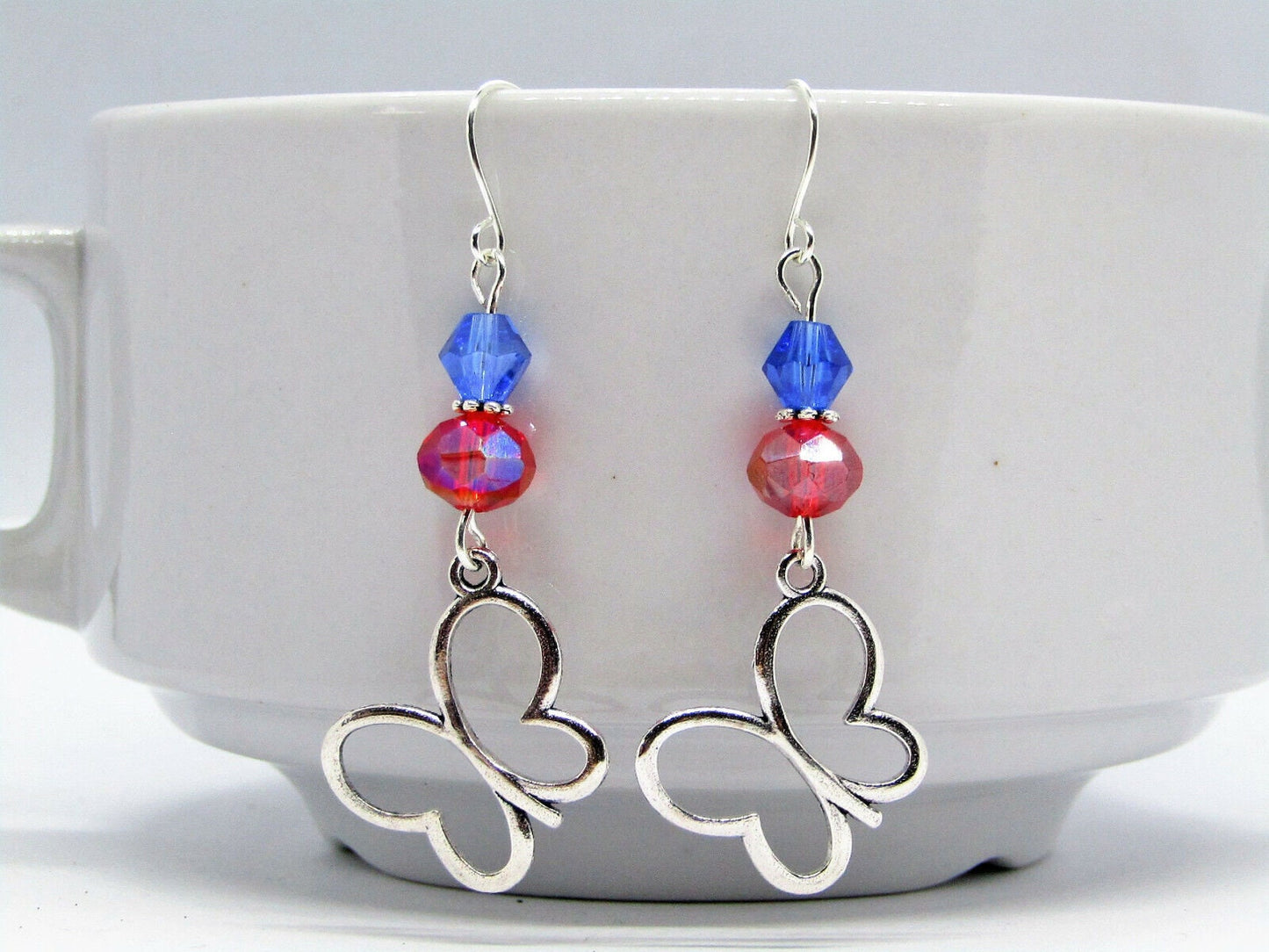 Butterfly Charm Earrings, Various Colors-Ladies Fashion Dangle Earrings, Gift For Her - Bad Apple Designs Jewelry