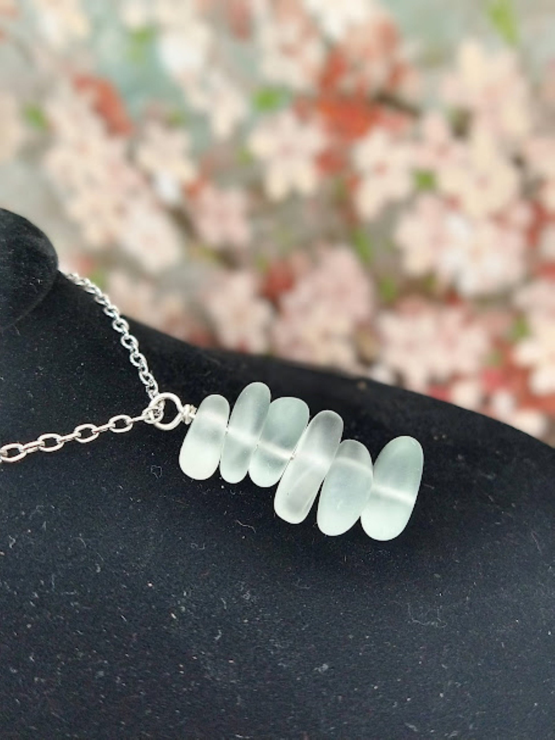 Aqua Blue Stacked Sea Glass Beach Pendant Necklace, Ocean Lover's Gift, Beach Jewelry, Sterling Silver Necklace, Gift For Her, Unique - Bad Apple Designs Jewelry