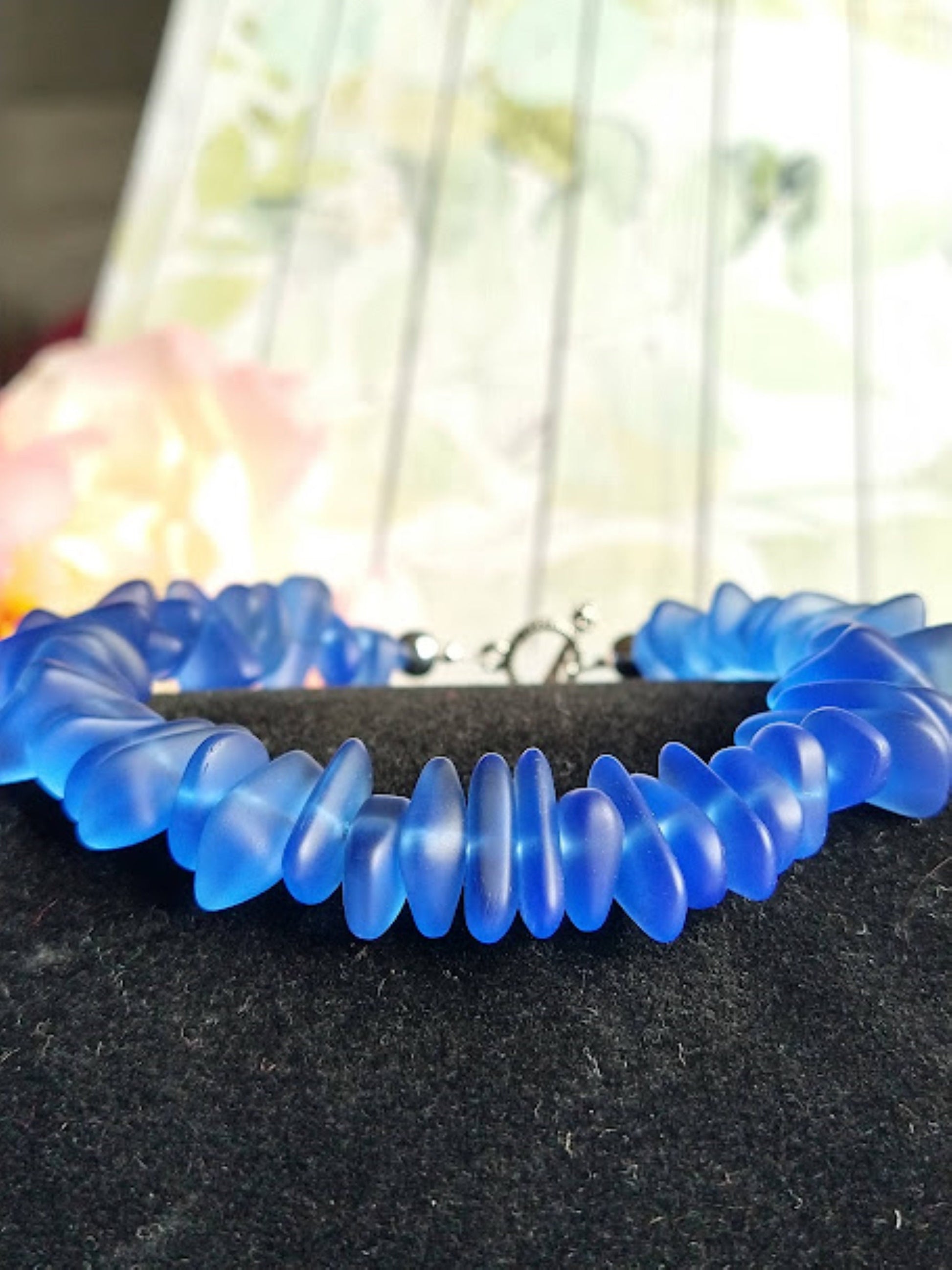 Cobalt Blue Sea Glass Beach Strand Silver Bracelet, Beach Fashion, Beach Lover's Gift, Beach Wedding - Bad Apple Designs Jewelry