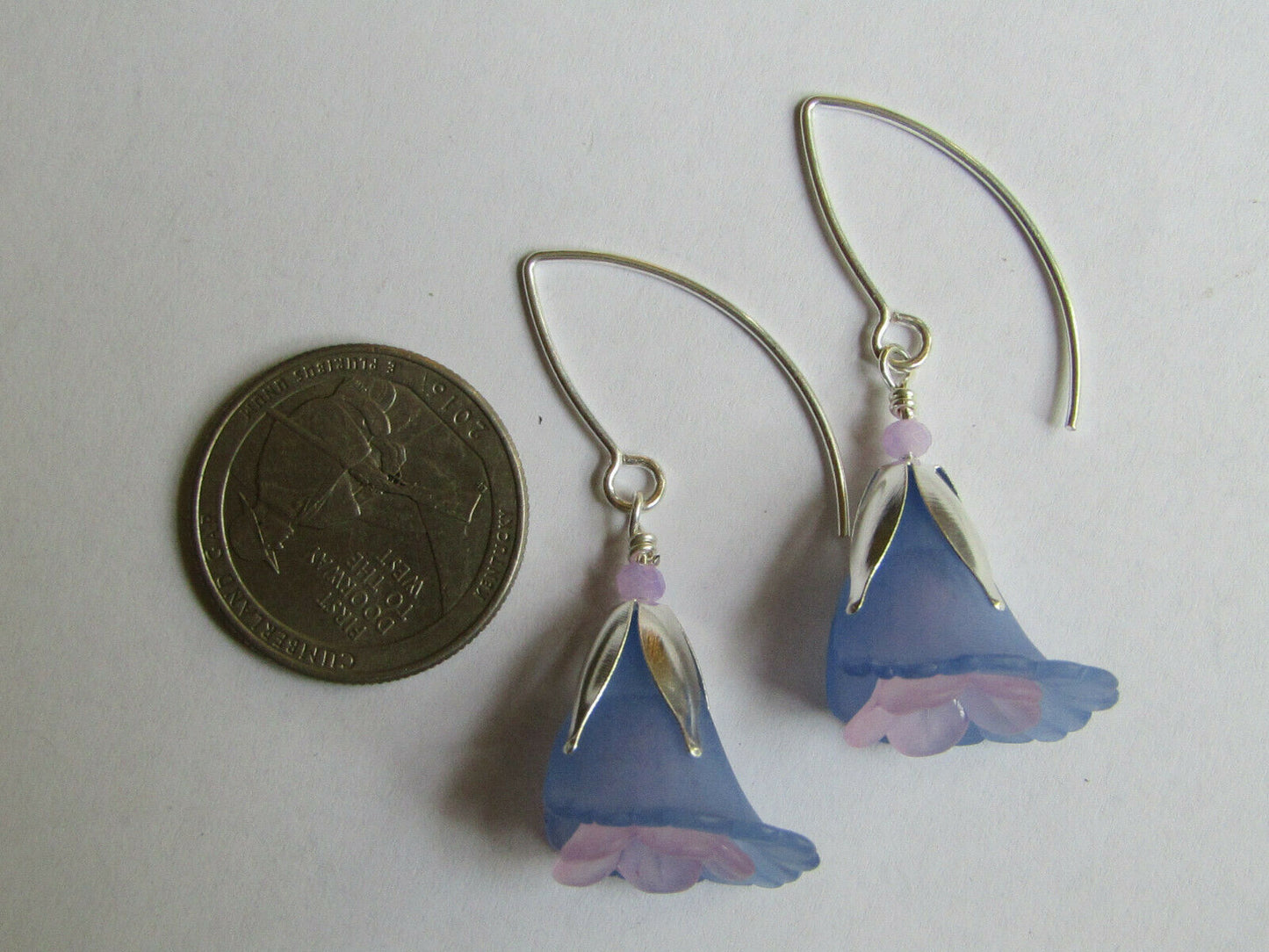 Flower Earrings Blue Purple Tulip Cala Lily Silver Dangle Earrings Usa Handmade2 - Bad Apple Designs Jewelry