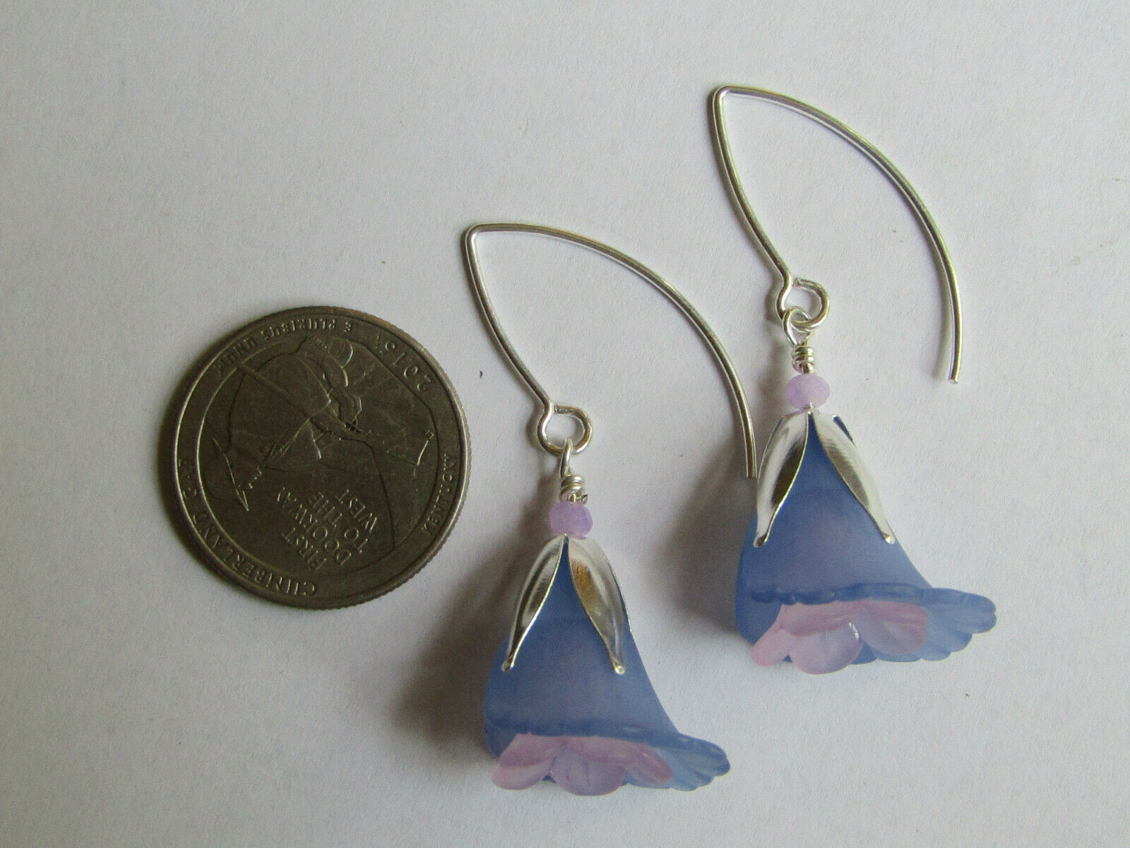 Flower Earrings Blue Purple Tulip Cala Lily Silver Dangle Earrings Usa Handmade2 - Bad Apple Designs Jewelry