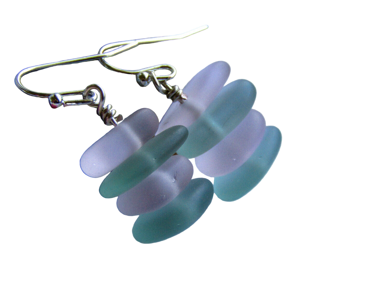 Aqua Sea Glass Earrings 