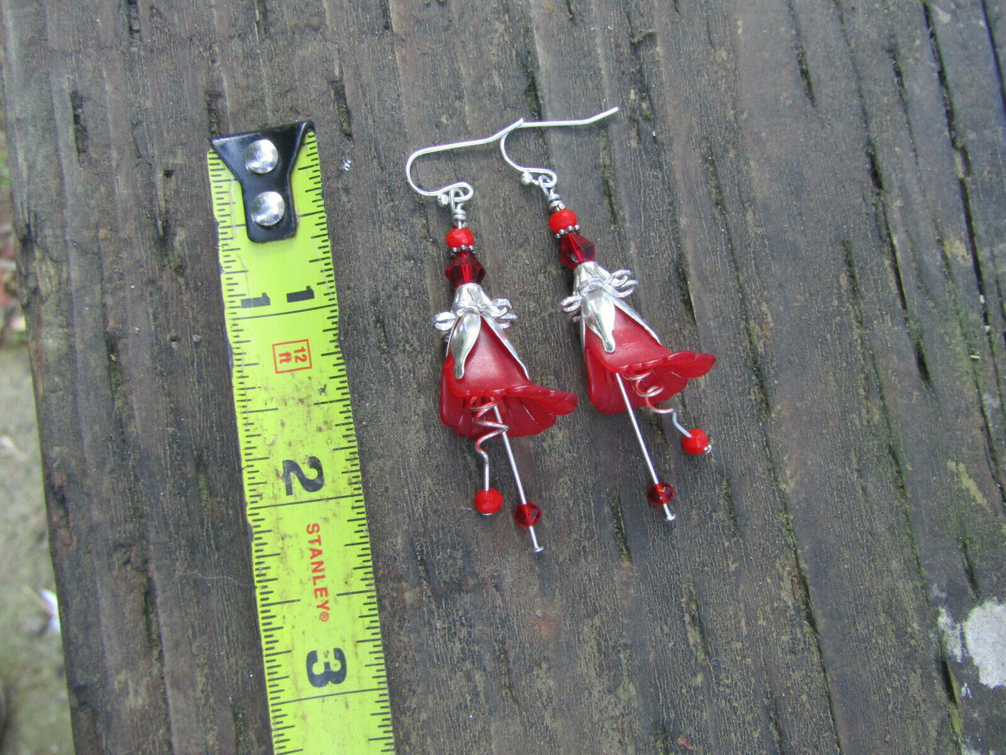 Flower Earrings Red Tulip Cala Lily Silver Dangle Earrings Usa Handmade - Bad Apple Designs Jewelry
