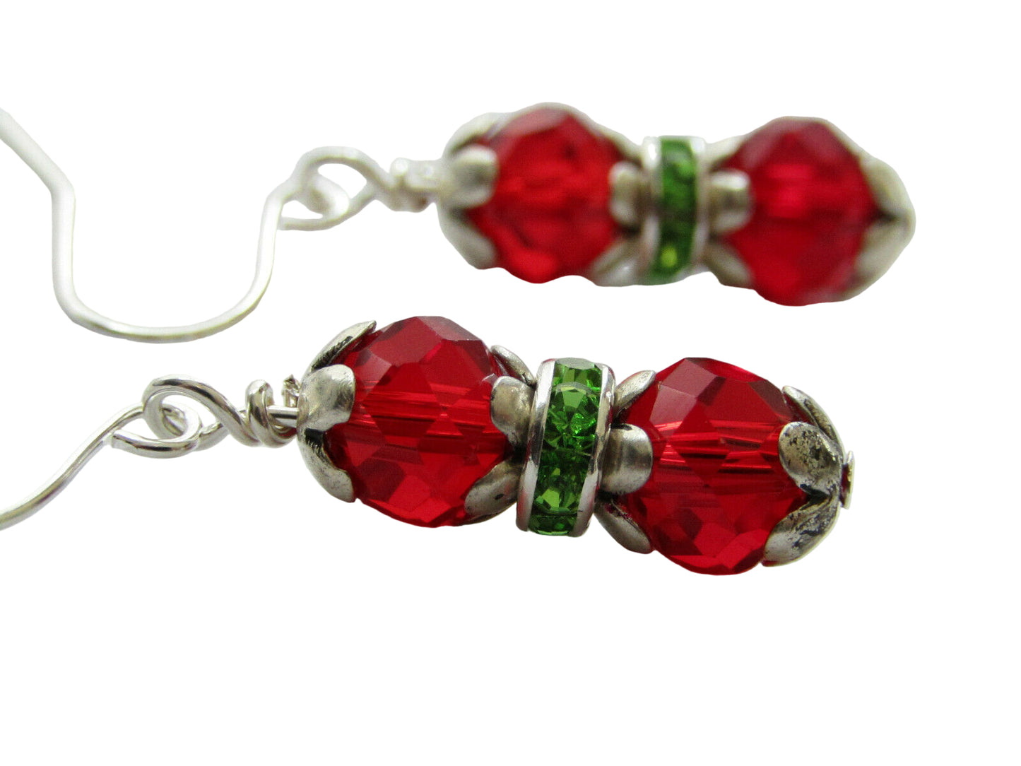 Red Crystal Christmas Earrings