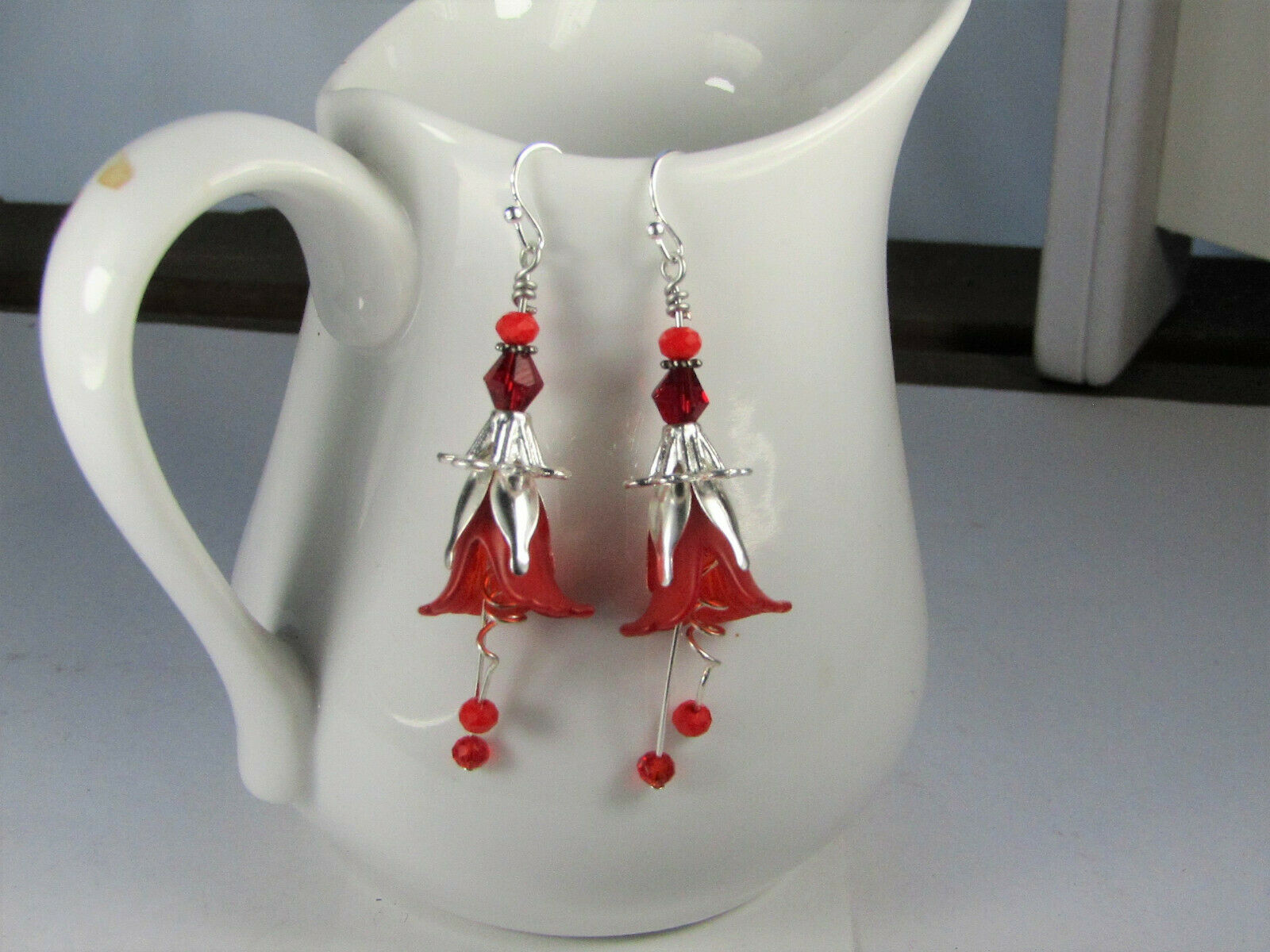 Flower Earrings Red Tulip Cala Lily Silver Dangle Earrings Usa Handmade - Bad Apple Designs Jewelry