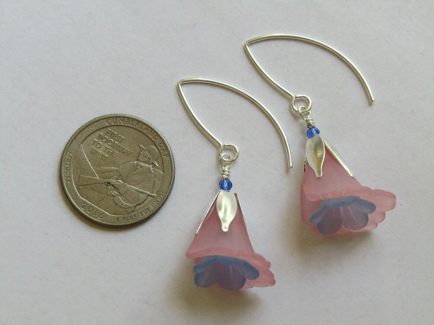 FLOWER EARRINGS Pink Blue Tulip Cala Lily Silver Dangle Earrings USA HANDMADE - Bad Apple Designs Jewelry